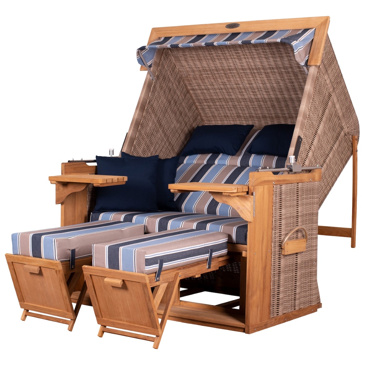 Strandkorb deVries PURE® Friesland Sylt XL - PE white kubu - Dessin 237 - inkl. Schutzhülle