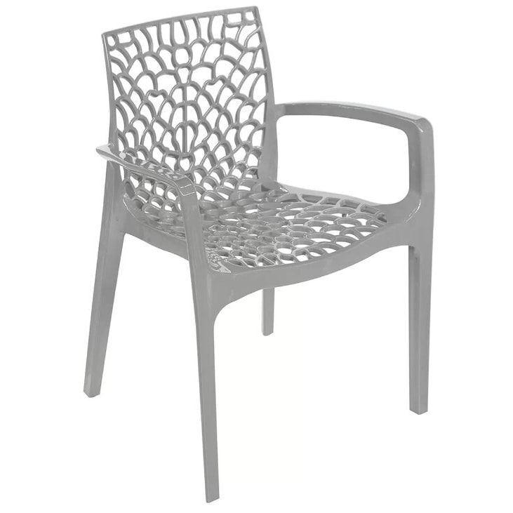 METRO PROFESSIONAL Fauteuil de terrasse Saphir, empilable, plastique, 56.5 x 55 x 81 cm, gris perle