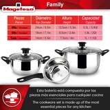 thumbnail of Magefesa Family - Juego de Cocina, Acero Inoxidable, 5 Piezas, Incluye 2 Ollas + Cazo + 2 Tapas de Vidrio, Todo tipo de Cocinas, Induccion