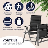 thumbnail of CASARIA® Alu Gartenstühle 2er Set Gepolstert 8-Fach Verstellbar Anthrazit