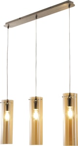 thumbnail of Sintesi Pendelleuchte aus Metall und bernsteinfarbenem, mundgeblasenem Glas, 3x E27, modernes und elegantes Design für die Innenbeleuchtung IP20