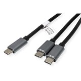 thumbnail of ROLINE USB Typ C Split-Ladekabel, C - 2x C, ST/ST, max. 100W, schwarz, 1,85 m