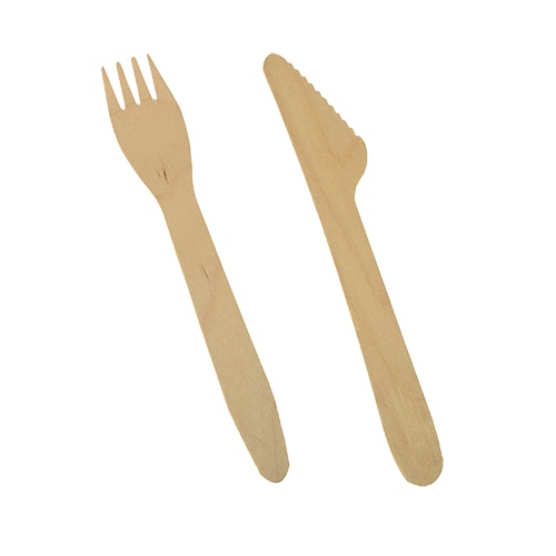 PAPSTAR 500 Bestecke, Holz "pure" 16,5 cm (Messer, Gabel)