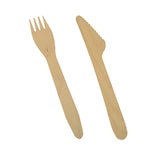 thumbnail of PAPSTAR 500 Bestecke, Holz "pure" 16,5 cm (Messer, Gabel)
