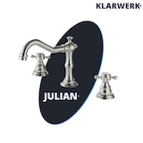 thumbnail of JULIAN | Vintage 3-Loch Badarmatur Silber gebürstet | Premium Retro Edelstahl Wasserhahn Waschbecken | Antike 2-Griff Mischbatterie Hotel Gastronomie
