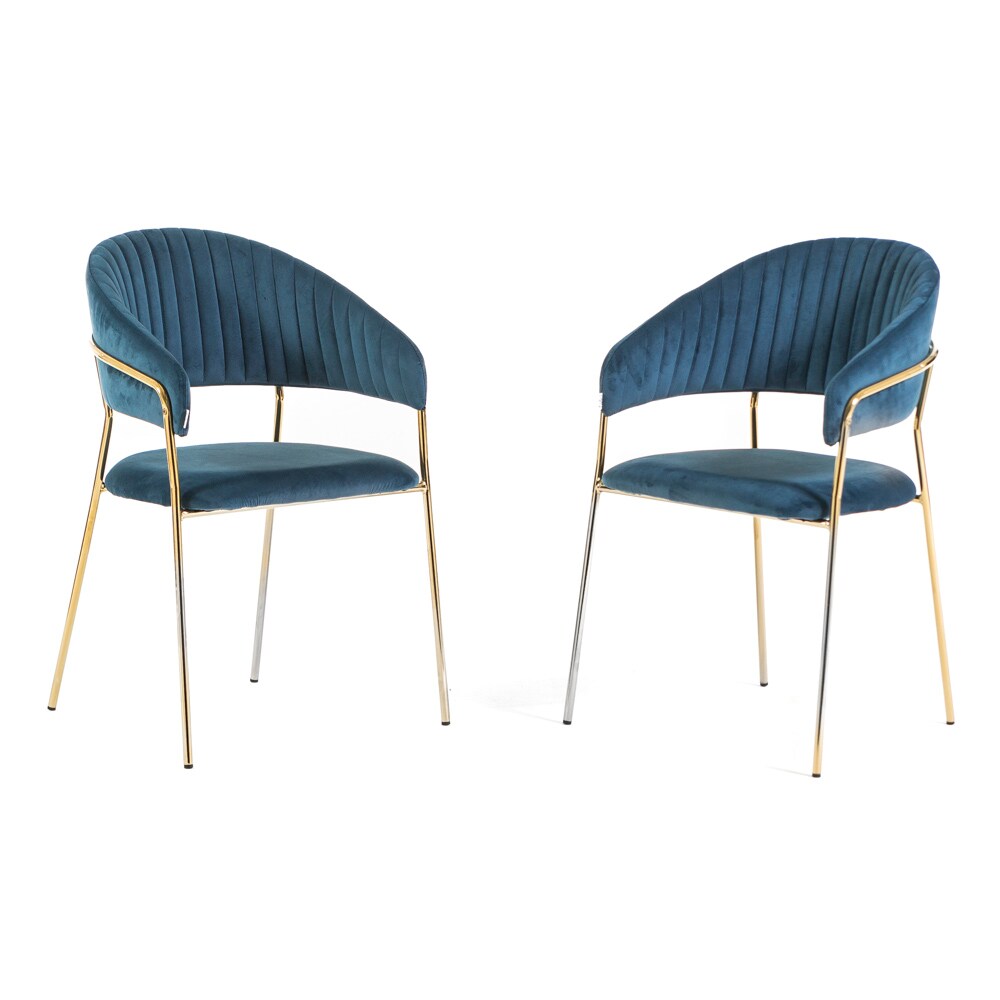 Wahson Fluwelen eetkamerstoelen, set van 2 keukenstoelen, gestoffeerde hoekstoelen met goudkleurig metalen frame, armleuningsvrije zijstoelen voor eetkamer/restaurant, zwart