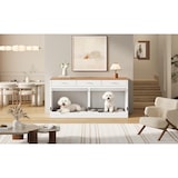 thumbnail of Merax Hundekäfig als Kommode, Möbel-Hundebox für 2 Hunde, mit 3 Schubladen, Klappdeckel & Trennwand, 164x60x81cm, Weiß/Holzoptik