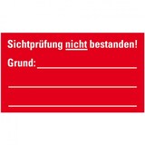 thumbnail of Aufkleber I Prüfplakette Sichtprüfung nicht bestanden, Grund, rot/weiß, Dokumentenfolie, 45x25mm, 12/Bogen