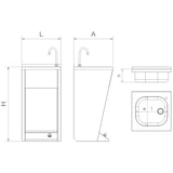 thumbnail of Lavello a colonna in acciaio inox con comando a pedale caldo/freddo