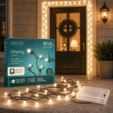 thumbnail of LED Lichterkette Cherry 4,5m Batterie 60 LEDs Dauerbetrieb Timer Batteriebetriebene Dekobeleuchtung Innen Außen Gartenbeleuchtung Schwarz Warmweiß