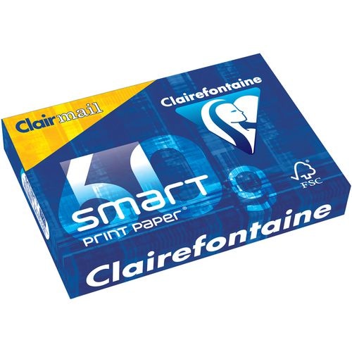 CLAIREFONTAINE Ramette de 500 feuilles papier Blanc SMART CLAIRALFA 60 grammes format A4 1929