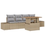 thumbnail of vidaXL 5-teiliges Garten-Esszimmerset mit Kissen in Beige aus Poly Rattan und Akazie