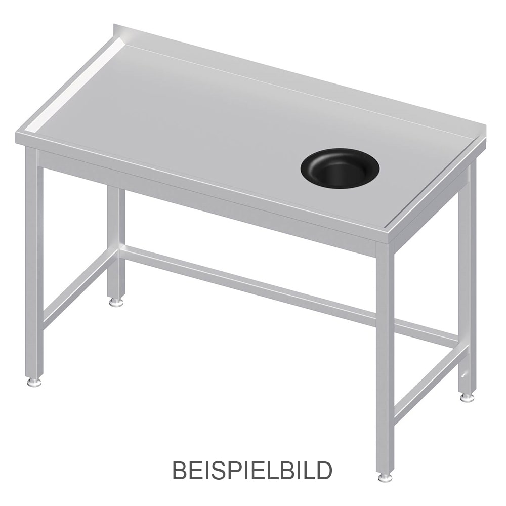 Stalgast Edelstahl Arbeitstisch ohne Grundboden, 1500x700x850 mm, mit Abfallloch rechts, ohne Aufkantung, verschweißt