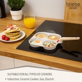 thumbnail of Briebe Sartén 4 Tortitas Huevos Fritos Poché, Tapa Vidrio, Aluminio Antiadherente Libre de PTFE y PFOA, FPE1176, Crema
