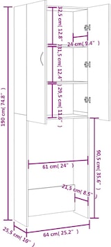 thumbnail of vidaXL Waschmaschinenschrank Weiß 64x25,5x190 cm