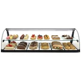 thumbnail of MBH - Vetrina espositiva neutra professionale Snack 120 cm 1 ripiani vetri curvi. Espositore neutro con LED porta brioches per bar e pasticceria.
