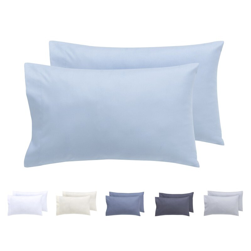 TODOCAMA Juego de 2 Fundas de Almohada 75X40 Microfibra Cepillada Azul claro