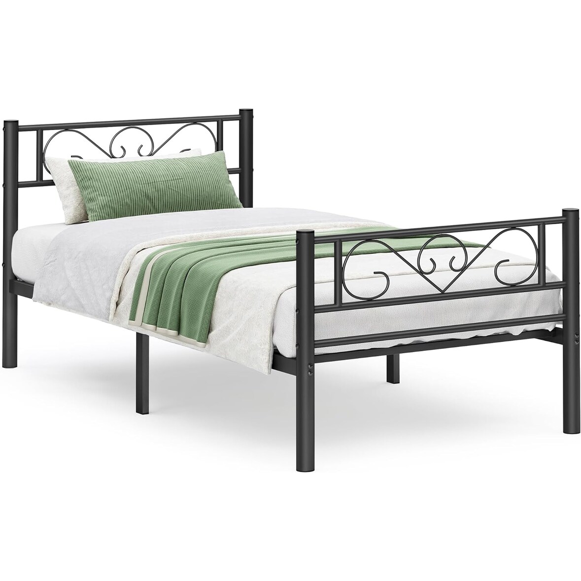 Bettgestell Bettrahmen aus Metall, passend für 90 x 190 cm Matratze, Gästebett, hochwertige Stützbalken, für Erwachsene, schwarz