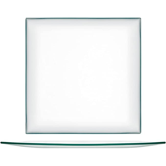 H&H Confezione 6 Piatti Quadro Vetro Reciclato, Trasparente, Cm 25