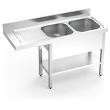 thumbnail of Fregadero para lavavajillas dos cubas, escurridor en la izquierda 1600x600x890 mm.