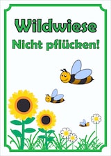 thumbnail of Schild Wildwiese Nicht pflücken hochkant A6 (105x148mm)