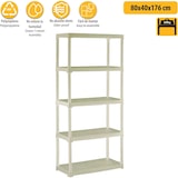 thumbnail of Scaffale portaoggetti a 5 ripiani 80x40x176 cm - Ripiano beige Polipropilene resistente Portata 150 kg Antiumidità Art Plast