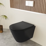 thumbnail of Alpenberger Toilette Schwarz, Hänge WC mit Spülkasten Komplettset | Vorwandelement WC Set mit Geberit Duofix Bausatz | Wand WC Spülrandlos mit WC Sitz