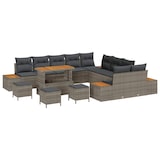 thumbnail of vidaXL Garten-Sofa-Set mit Kissen mit Speicher 14 pcs Grau Poly Rattan