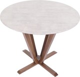 thumbnail of Bistrotisch HWC-M56, Tisch Esstisch, Massiv-Holz HPL Laminat Melamin Ø92cm, Beton-Optik, braunes Gestell