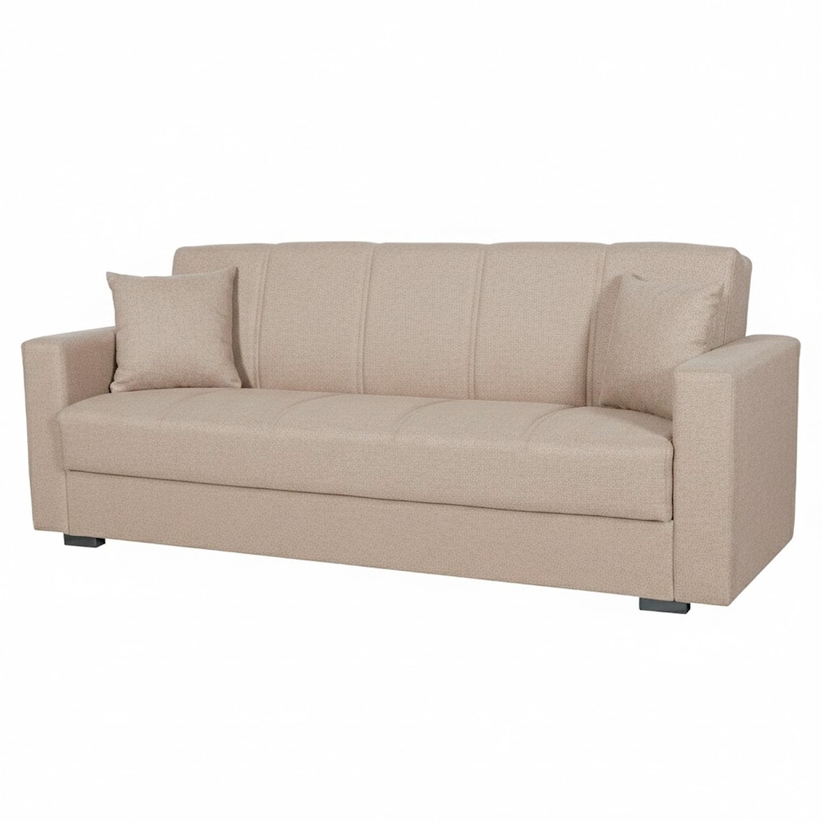 Divano Letto 3 Posti Con Contenitore Moderno Salvaspazio Con Meccanismo Click-Clack E Imbottitura A Molle Design Moderno 214 x 80 x 87 Cm Beige