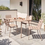 thumbnail of Conjunto de mesa de terraza de metal y 4 sillas de color topo