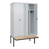 thumbnail of C+P Doppel-Spind Classic PLUS, schwebender Sitzbank aus Buche 4 Abteile, HxBxT 212x120x82cm, Zylinderschloss, Hellgrau/Hellgrau von PROREGAL