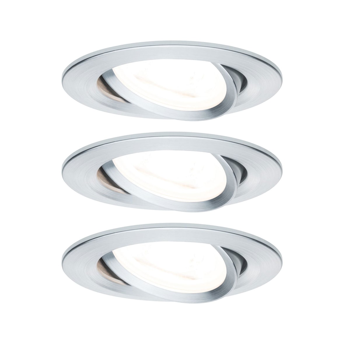 Paulmann LED Einbauleuchte 3-Step-Dim Nova Basisset schwenkbar  rund 84mm 50° GU10 3x6,5W 3x460lm 230V dimmbar 2700K Alu gedreht 93469