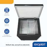 thumbnail of Exquisit Gefriertruhe, Kombigerät, 2-in-1, 99 Liter, Tiefkühltruhe, Kühlen, 4-Sterne-Gefrieren, Gefrierkorb, GT100-050E schwarz