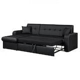 thumbnail of Canapé d'angle réversible convertible 3 places - Simili noir - Contemporain - L 235 x P 85 - 153 cm - ROMAN AUCUNE