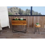 thumbnail of Pflanzkasten HWC-L25, Pflanzkübel Blumenkasten, rechteckig 60x62x22cm Outdoor Stahl Akazie Holz FSC®-zertifiziert, braun