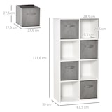 thumbnail of Estantería para Libros de 8 Cubos Librería Modular con 4 Cajones Extraíbles de Tela no Tejida Oficina Estudio Dormitorio 61,5x30x121,6cm Blanco y Gris