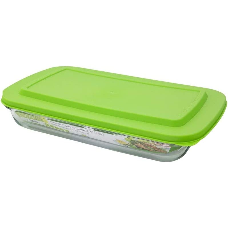 Tigela de Vidro Retangular Com Tampa 2 Litros 36 x 22 x 6,5 (Alt) cm.