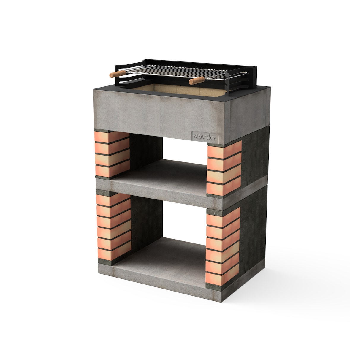 MF - Grillkamin Modell Lima (Grau, Orange - 74 x 53 x 110 cm) REF: M00337 - Für den Außenbereich