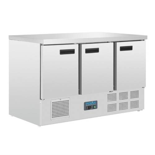 Table Réfrigérée Positive 3 Portes Inox avec Plan de Travail Marbre - 308L GN 1/1 - Froid Ventilé Pro Cuisine - Polar Série G
