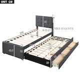 thumbnail of Merax Polsterbett, Doppelbett, Familienbett, mit drei Schubladen, ausziehbares Bett, Verstellbares Kopfteil, Grau, 90x200cm