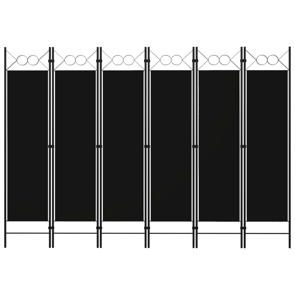 vidaXL 6-tlg. Raumteiler Schwarz 240 x 180 cm
