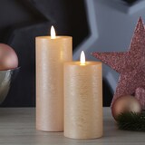 thumbnail of LED Kerze LINA Rustik Optik Echtwachs flackernd Timer H: 19cm rosa