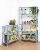 thumbnail of SimonRack Estantería Metálica, 2000x1200x300 mm, 5 Alturas, Bandeja Madera, 200 kg de Punto Flexión, Azul/Madera - Maderclick