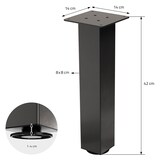 thumbnail of ML-Design 4er Set Tischbeine 42 cm Dunkelgrau, Stahl Industrial Design, I-Form 8×8 cm, höhenverstellbar, Möbelbeine für Couchtisch TV-Möbel