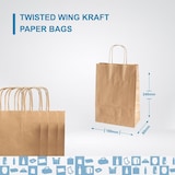 thumbnail of 100 Bolsas de Papel Kraft Marrón con Asas 18x8x23cm - Bolsa para Compras, Regalos, Bodas