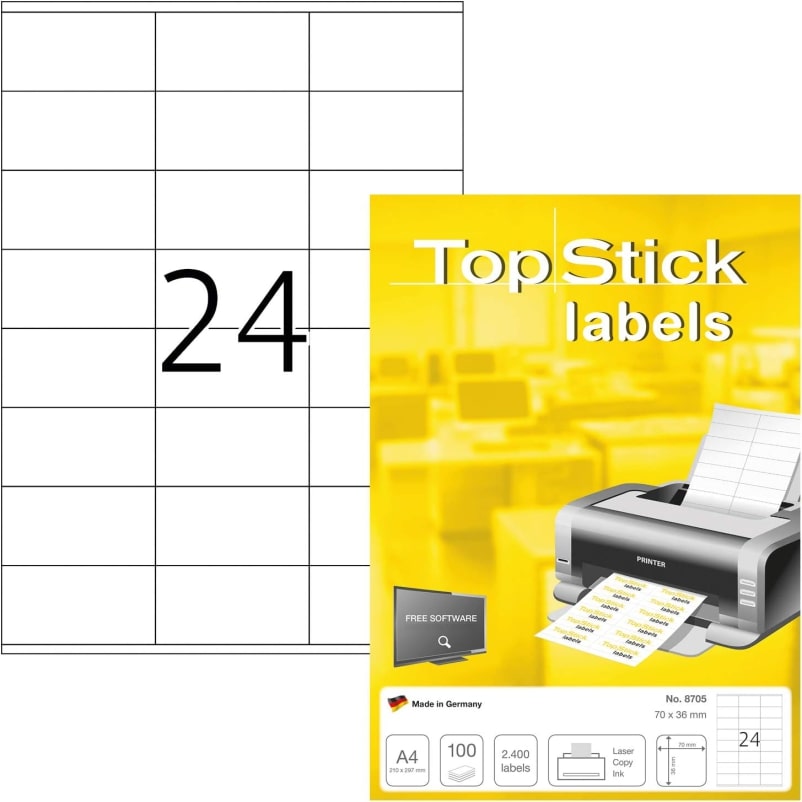 TOP STICK Universal-Etiketten, 70 x 36 mm, weiß, 100 Blatt