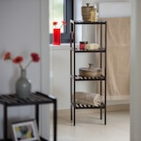 thumbnail of Relaxdays Bambus Badregal mit 4 Ablageflächen, HxBxT: 110 x 34,5 x 33 cm, hohes Standregal, Holzregal, dunkelbraun