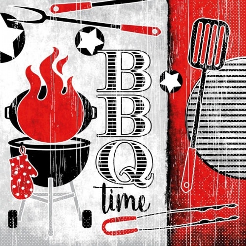 Mank Serviette aus Tissue BBQ-Time, 33 x 33 cm, 100 Stück - Grillfest grillen Sommerfest