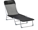 thumbnail of Tumbona Plegable y Reclinable con Reposacabezas y Respaldo Ajustable Negro
